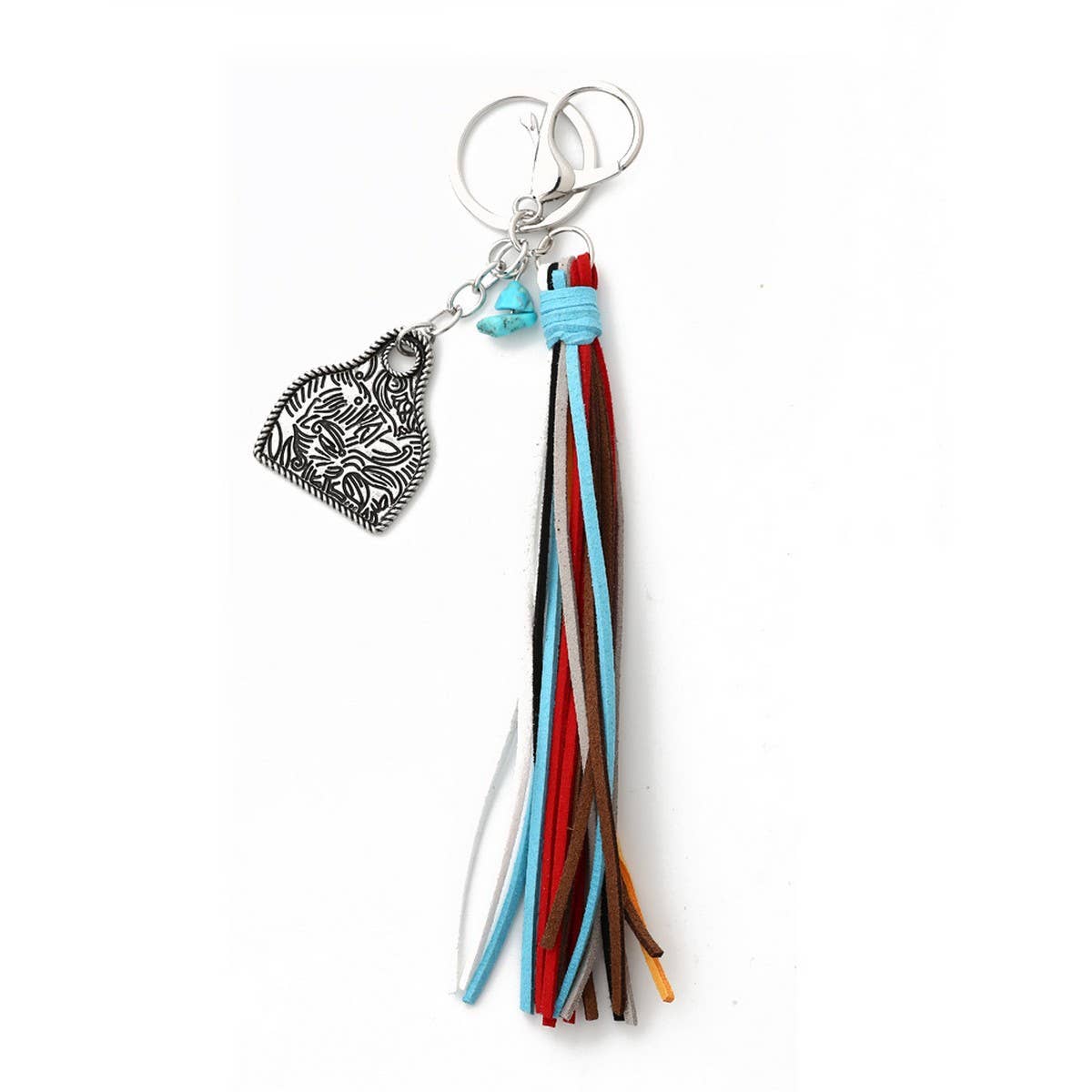 Vintage Western Boho Bull Tag Keychain_CWAB5088