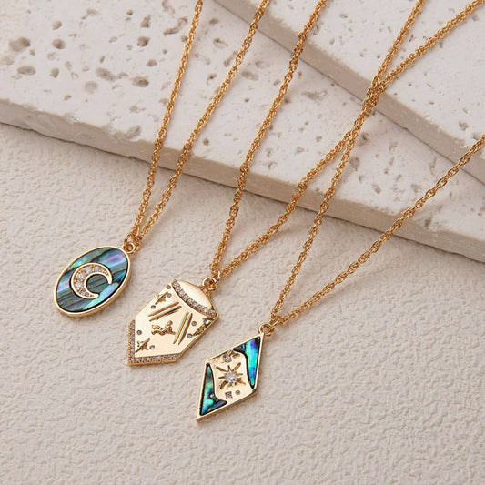 Star & Moon Pendant ??Long Statement Necklace_CWMM6970