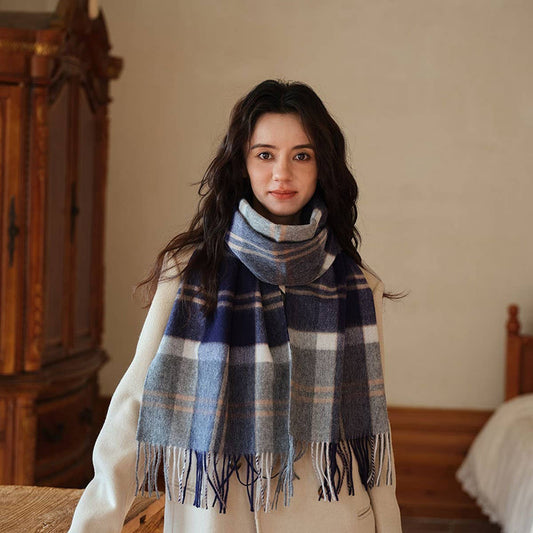100% Wool Plaid Scarf ??Soft Reversible Wrap_CWASC2348