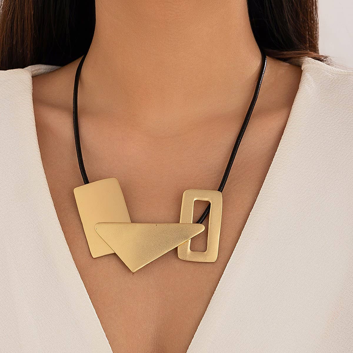 PERSONALIZED BRUSHED METAL HOLLOW NECKLACE_CWMM3140