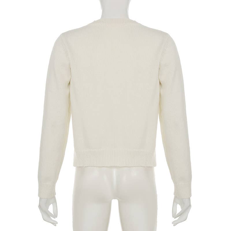 Girly Style Twist Solid Color Sweater