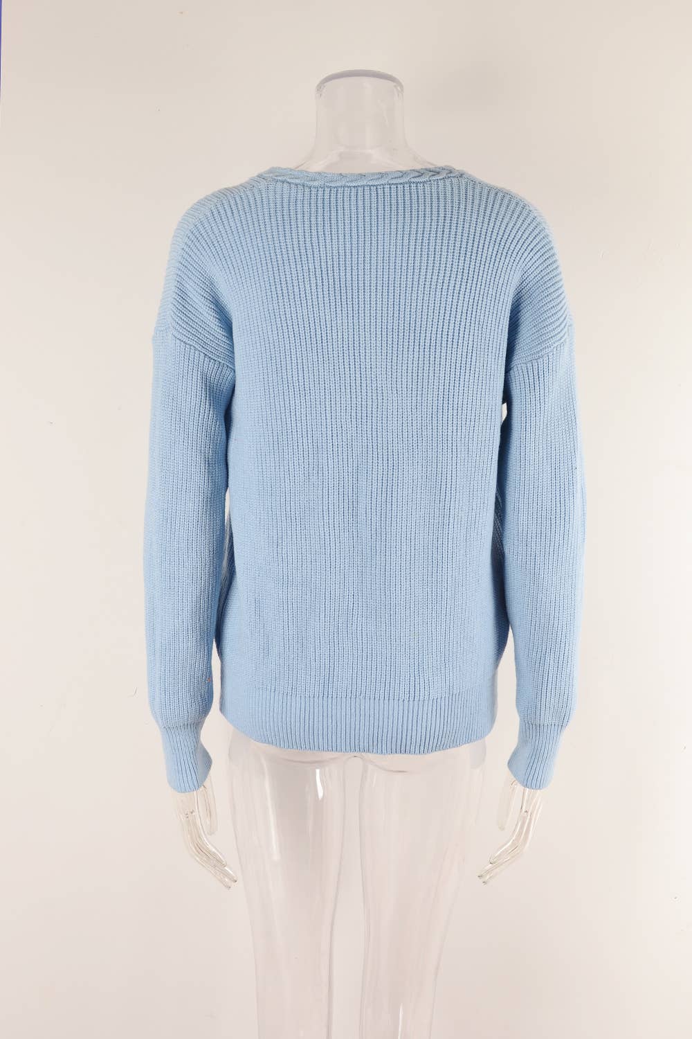 V-NECK TWIST SLIM SOLID COLOR SWEATER PULLOVER