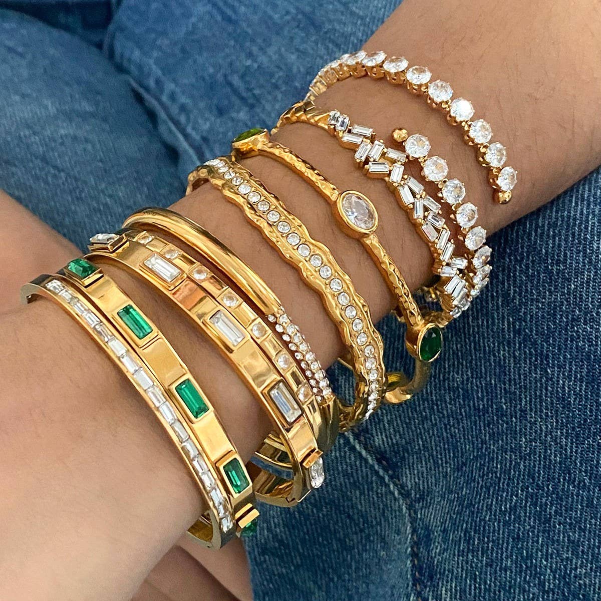 INS Zircon Open Cuff Bracelet in Stainless Steel