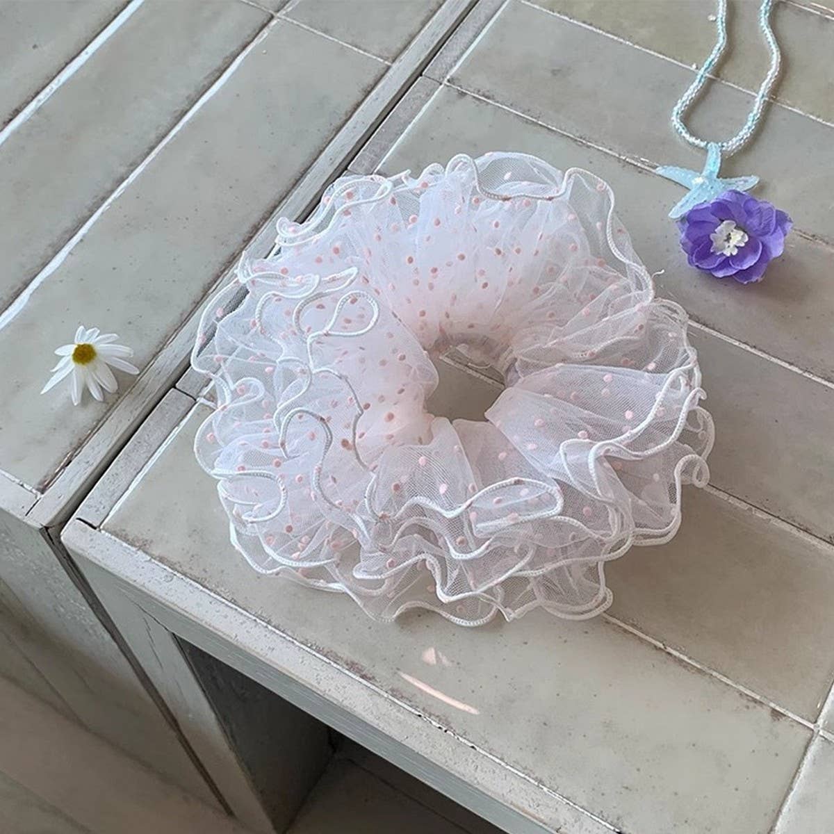 Ballet Dot Tulle Puffy Scrunchie Hair Tie_CWAHA5510