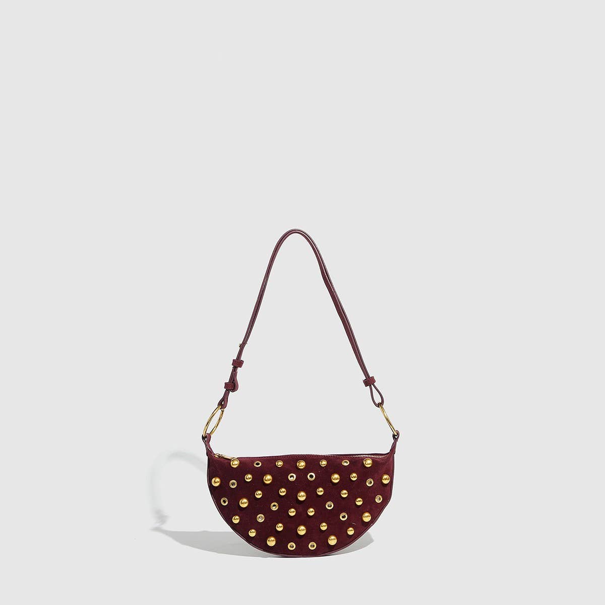 Studded Polka Dot Punk Shoulder Bag for Women_CWAB5679