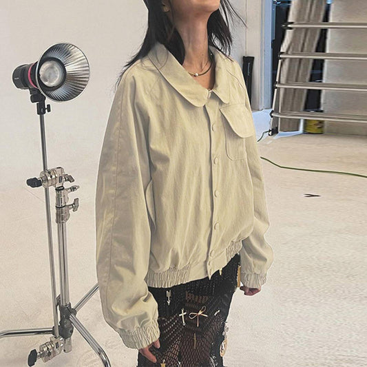 SINGLE-BREASTED POCKET CARGO JACKET WITH LAPEL