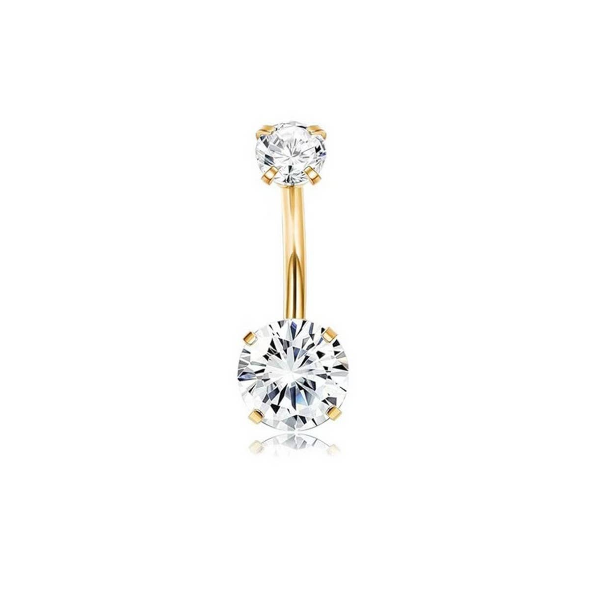 Double CZ Ball Belly Ring ? Prong Set Design