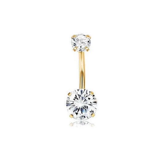 Double CZ Ball Belly Ring ? Prong Set Design