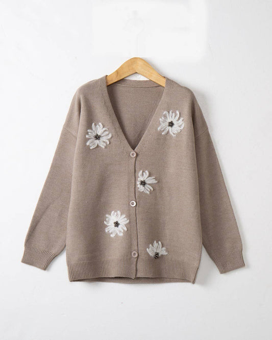 LONG SLEEVE EMBROIDERED LOOSE FASHION CARDIGAN