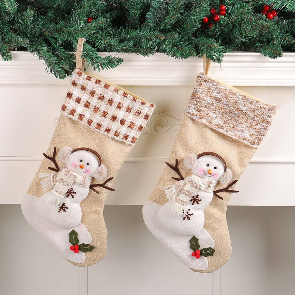 LARGE SNOWMAN CHRISTMAS SOCK STRIPED GIFT BAG_CWMS1445