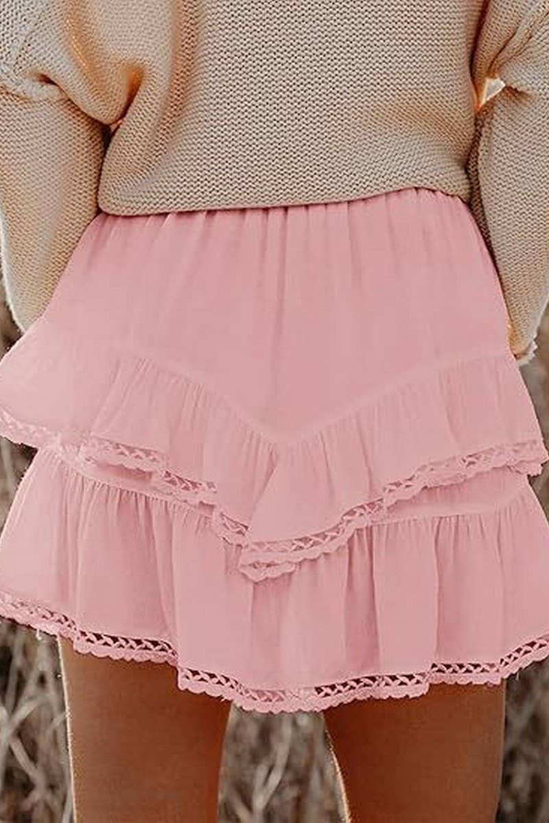 CWBSS0455_HIGH WAIST LAYERED RUFFLE MINI SKIRT