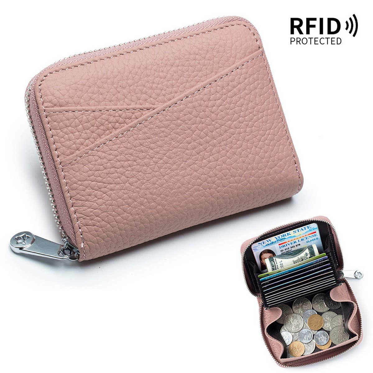 COIN PURSE ZIPPER GENUINE LEATHER CARD HOLDER_CWAB3829