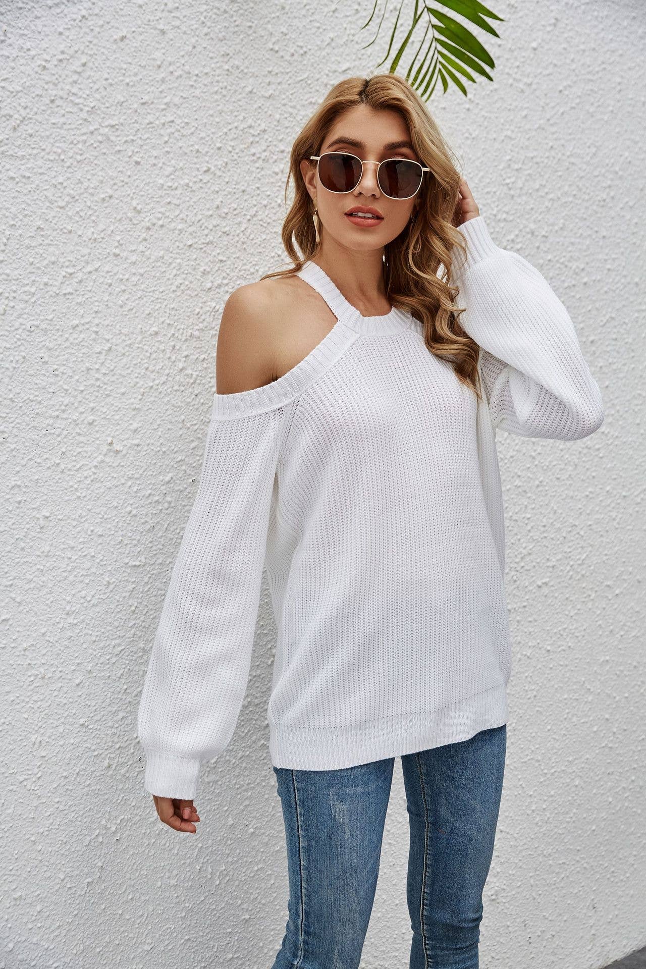 FASHION CASUAL SOLID COLOR LONG SLEEVE KNITWEAR