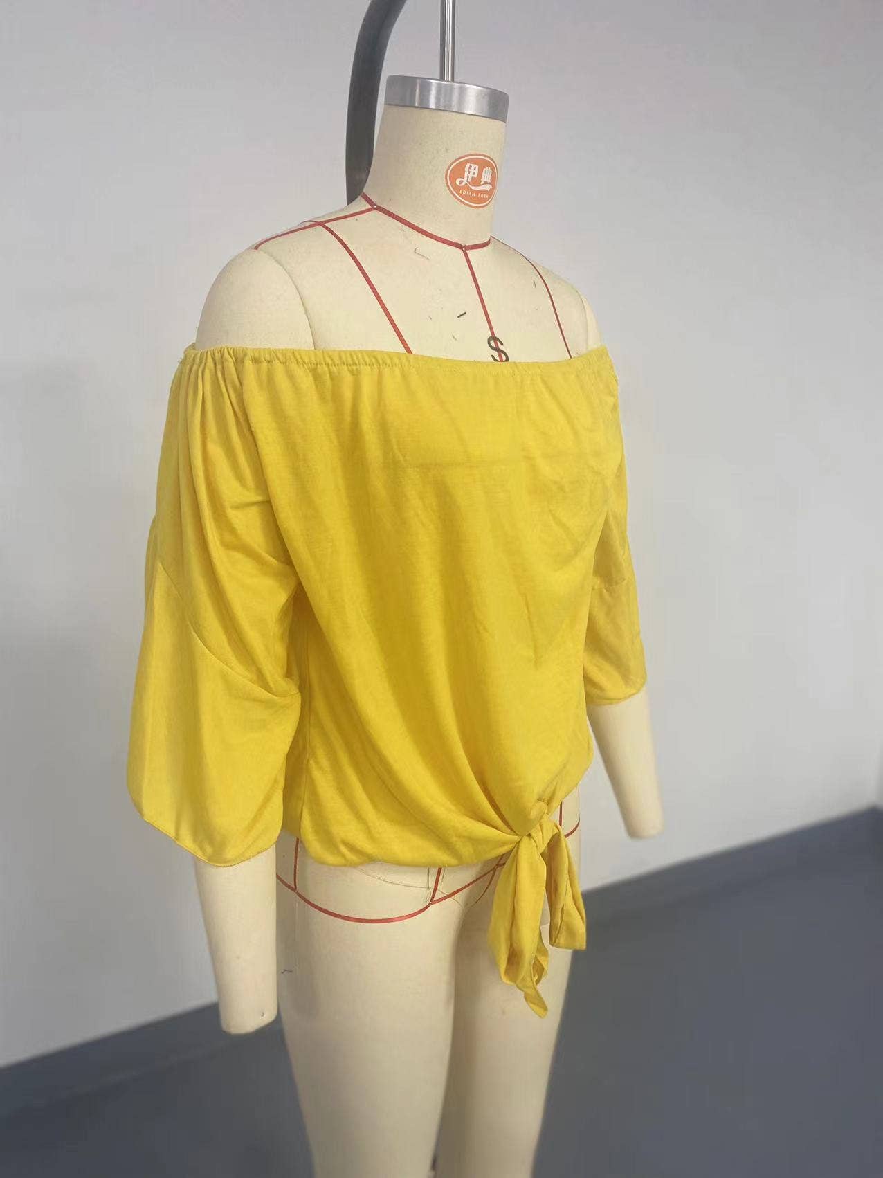 Solid-color one-shoulder casual T-shirt