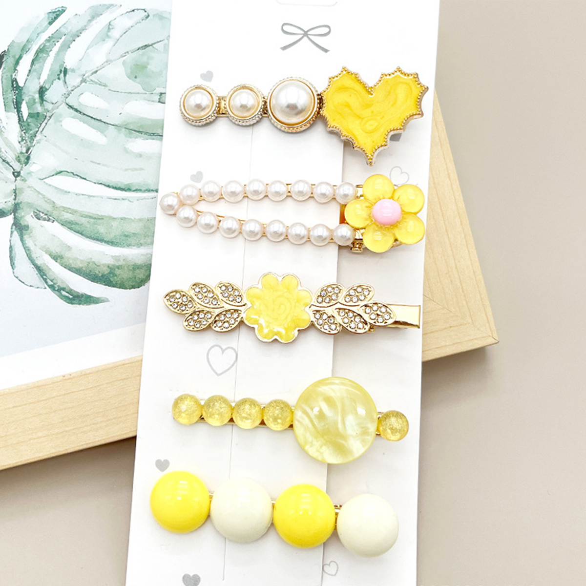 Rhinestone Pearl Hair Clip Set - Elegant Side Pin _CWAHA0159