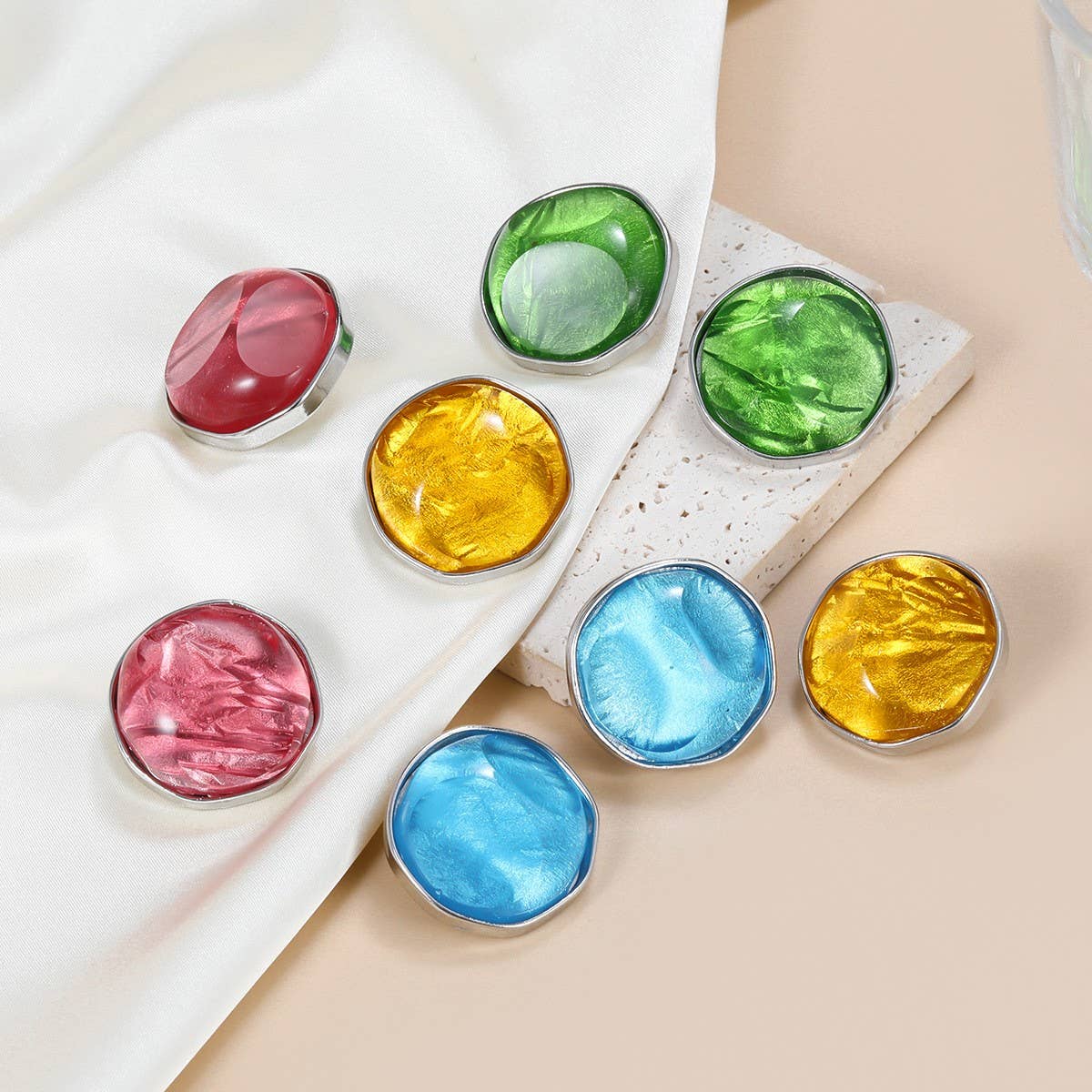 COLORFUL STAINLESS STUD EARRINGS JEWELRY
