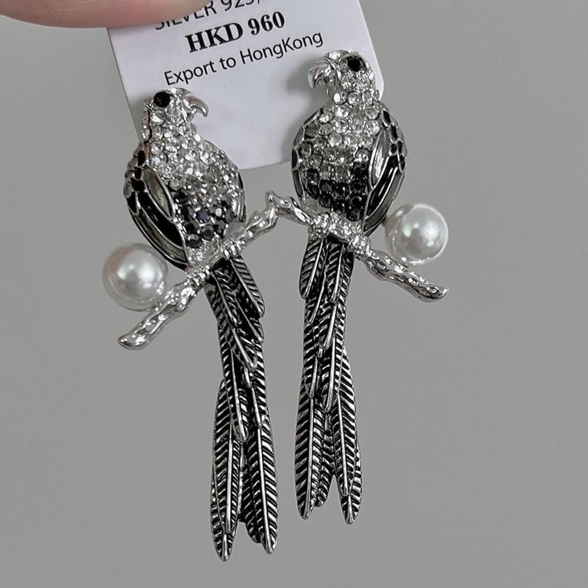 VINTAGE PERSONALIZED PEARL PARROT EARRINGS