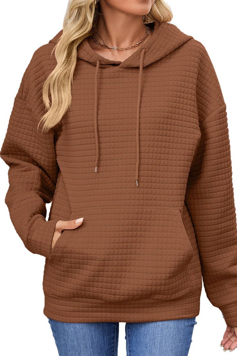 CWOHOL00659_CASUAL POCKET DRAWSTRING LONG SLEEVE HOODIE