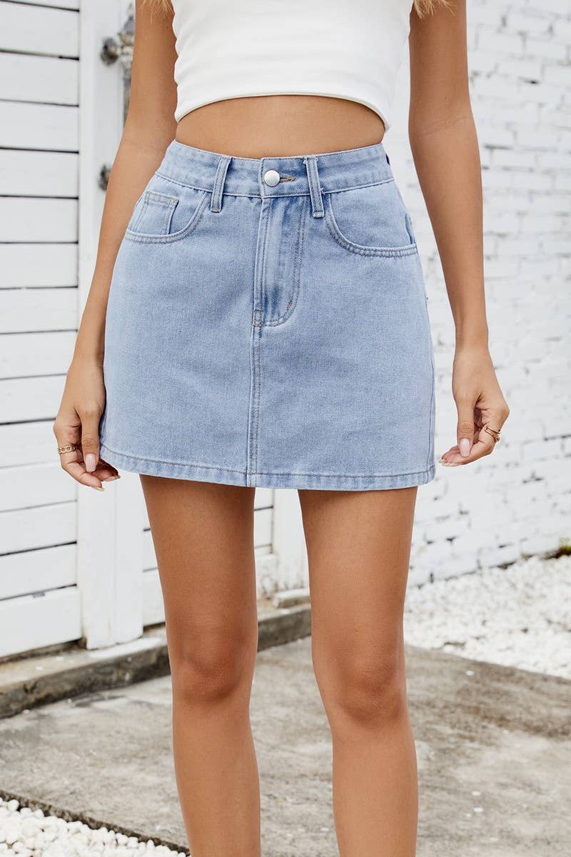 CWJSK00231_SOLID COLOR WASHED DENIM SKIRT