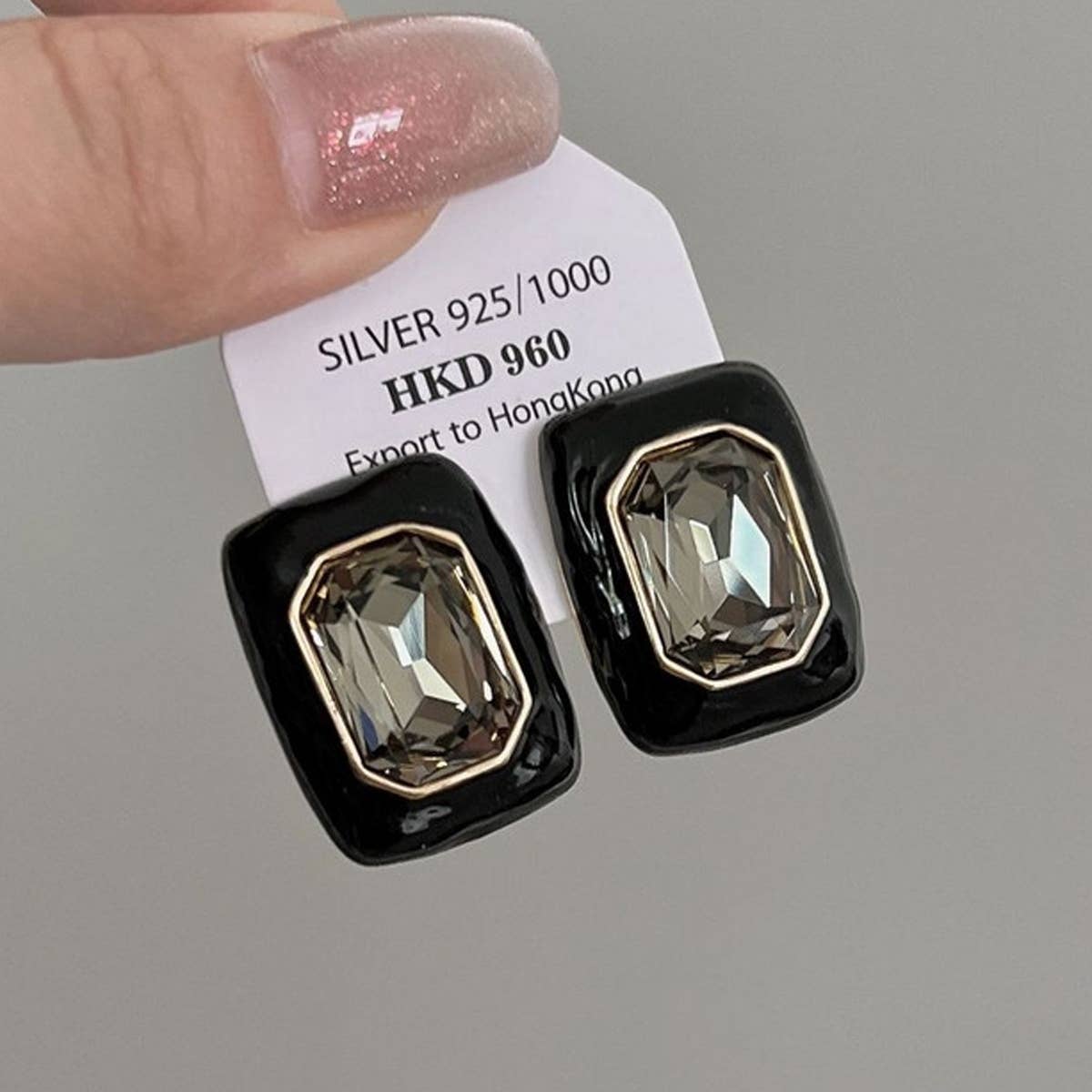 RETRO NOBLE ZIRCON GEOMETRIC LONG STUD EARRINGS_CWAJE1325