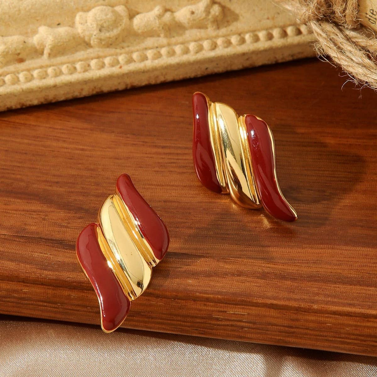 COLORFUL OIL DROP ANGEL WINGS TEXTURE EARRINGS