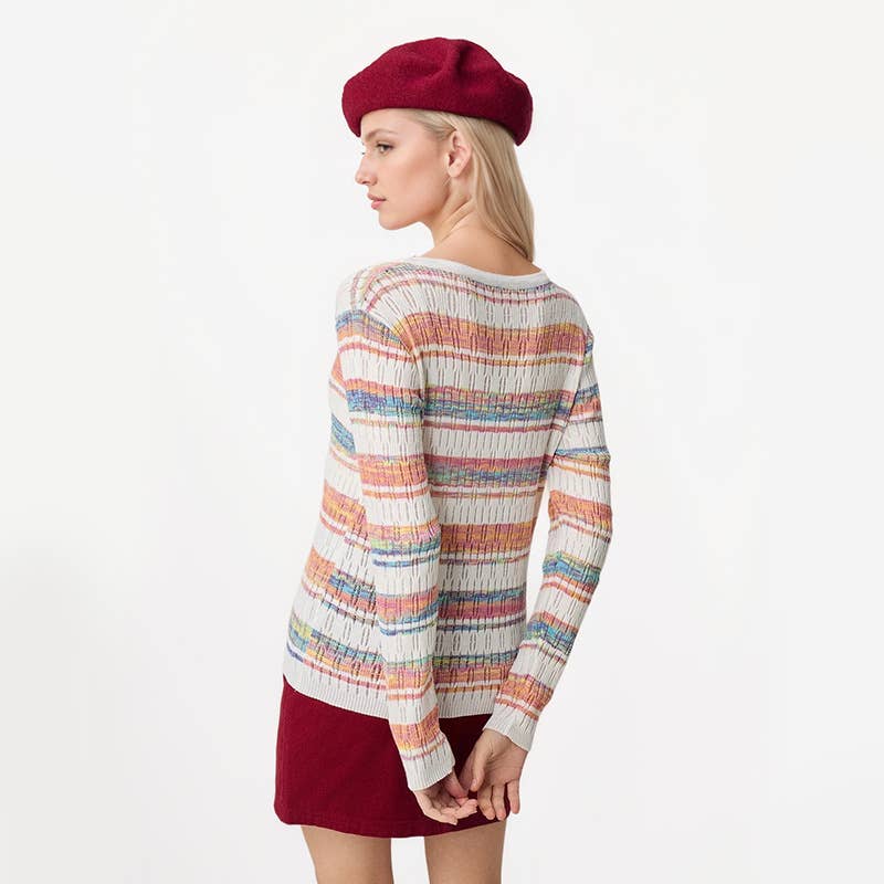 THIN HOLLOW CARDIGAN HIGH WAIST KNIT TOP