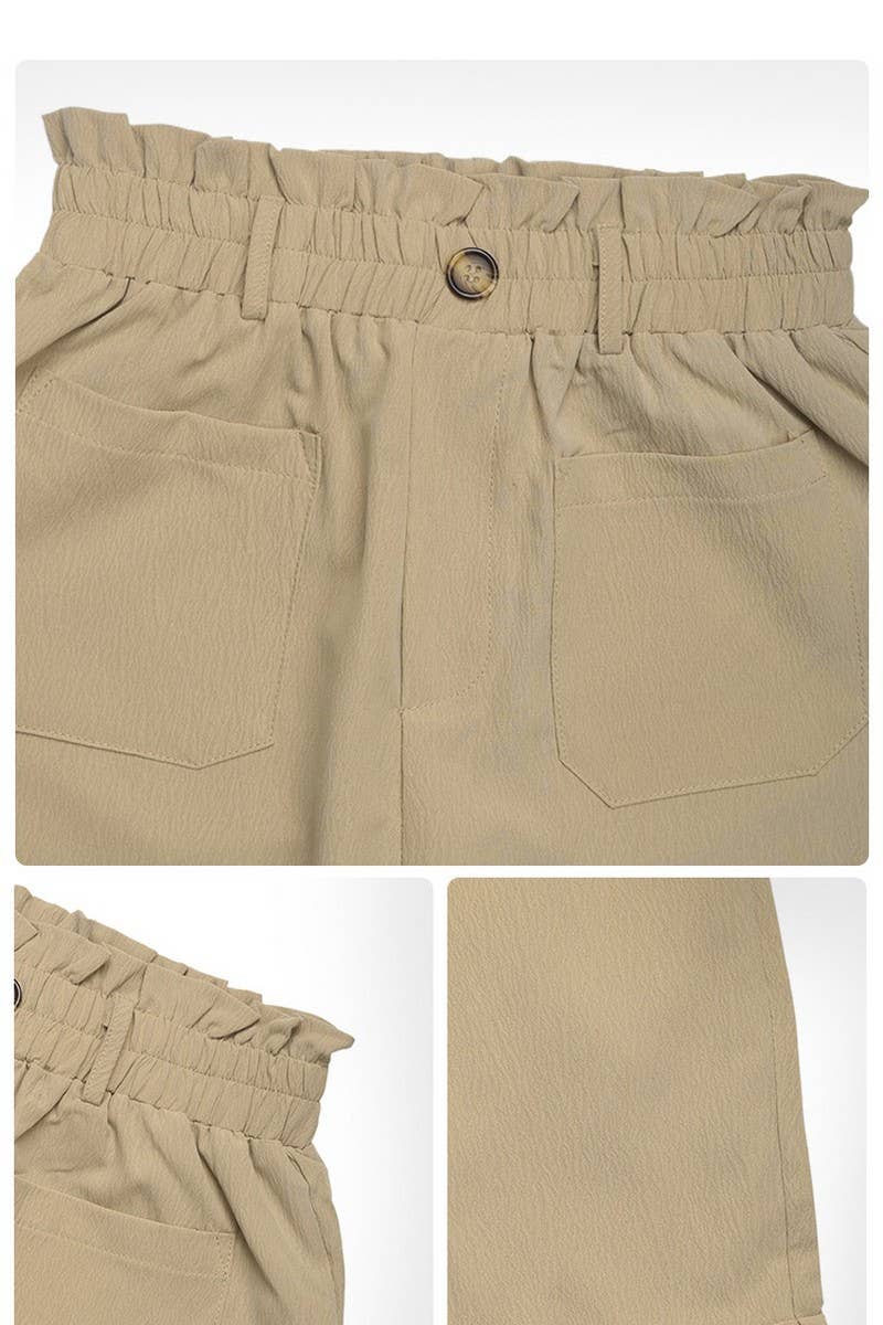 CWBLP00936_BEIGE ELASTIC WAIST POCKET STRAIGHT LEG PANTS