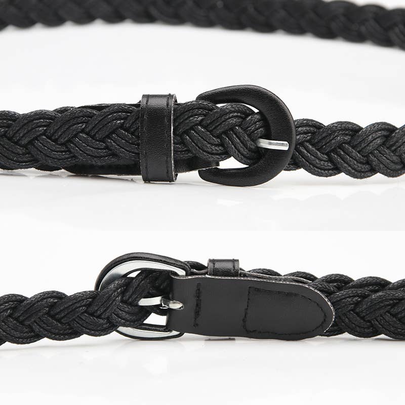 Retro-style women's wax rope woven belt