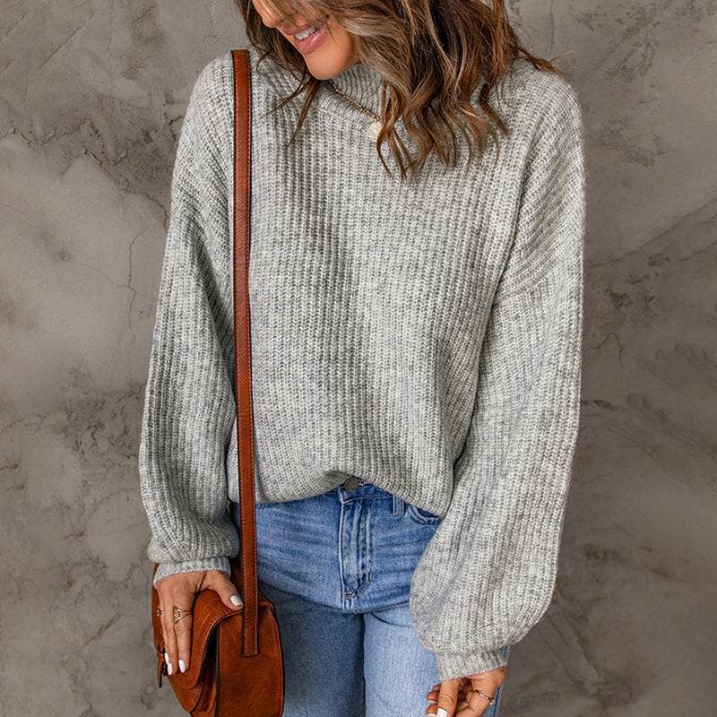 TURTLENECK SOLID COLOR PULLOVER SWEATER