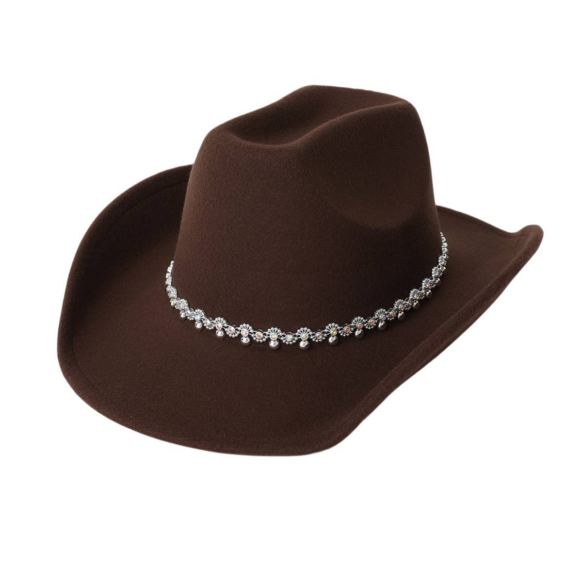 Sequin Spiral Western Felt Hat with Curved Brim_CWAH3645