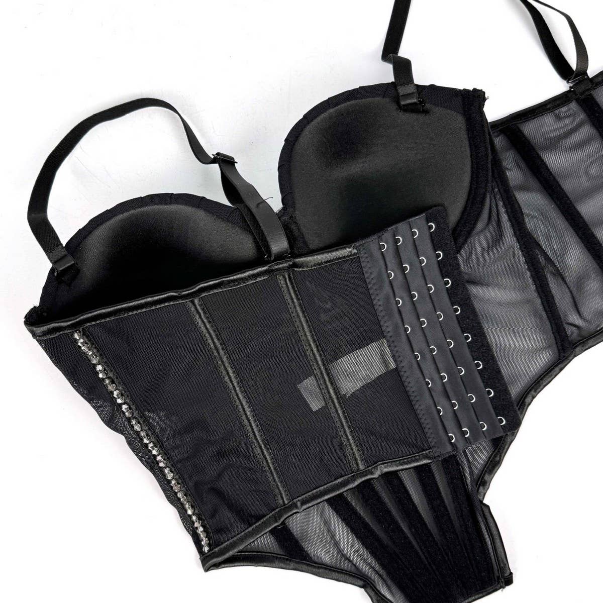 SEXY MESH RHINESTONE HERRINGBONE BRA