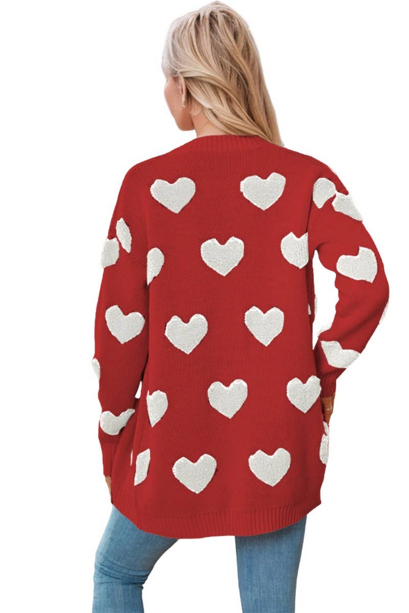 CWOCAL1870_VALENTINE'S DAY HEART V-NECK KNIT CARDIGAN