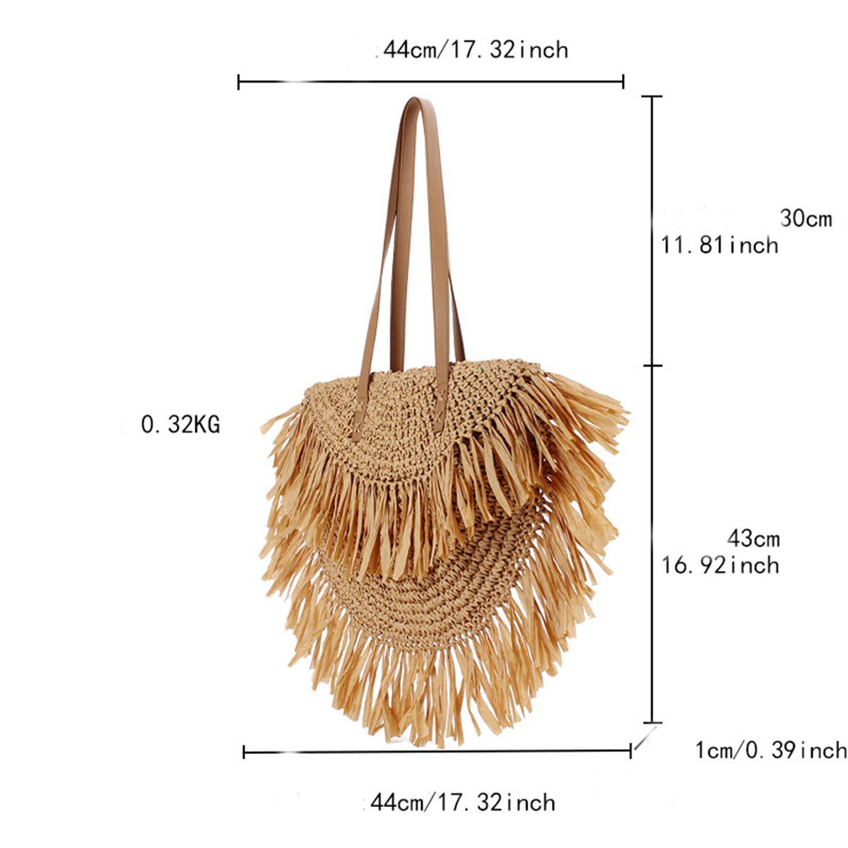 SEMICIRCLE TASSEL ONE-SHOULDER BEACH STRAW BAG_CWAB2021