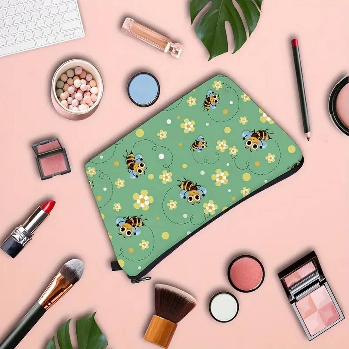 BEE PATTERN DOUBLE-SIDED PRINTED COSMETIC BAG_CWAB2258