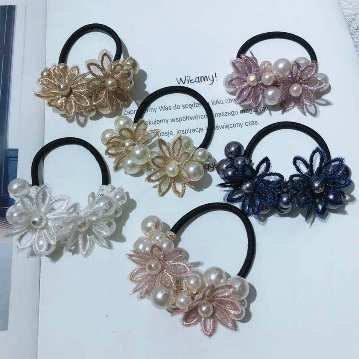 Cute Daisy Pearl Hair Tie Handmade Braided