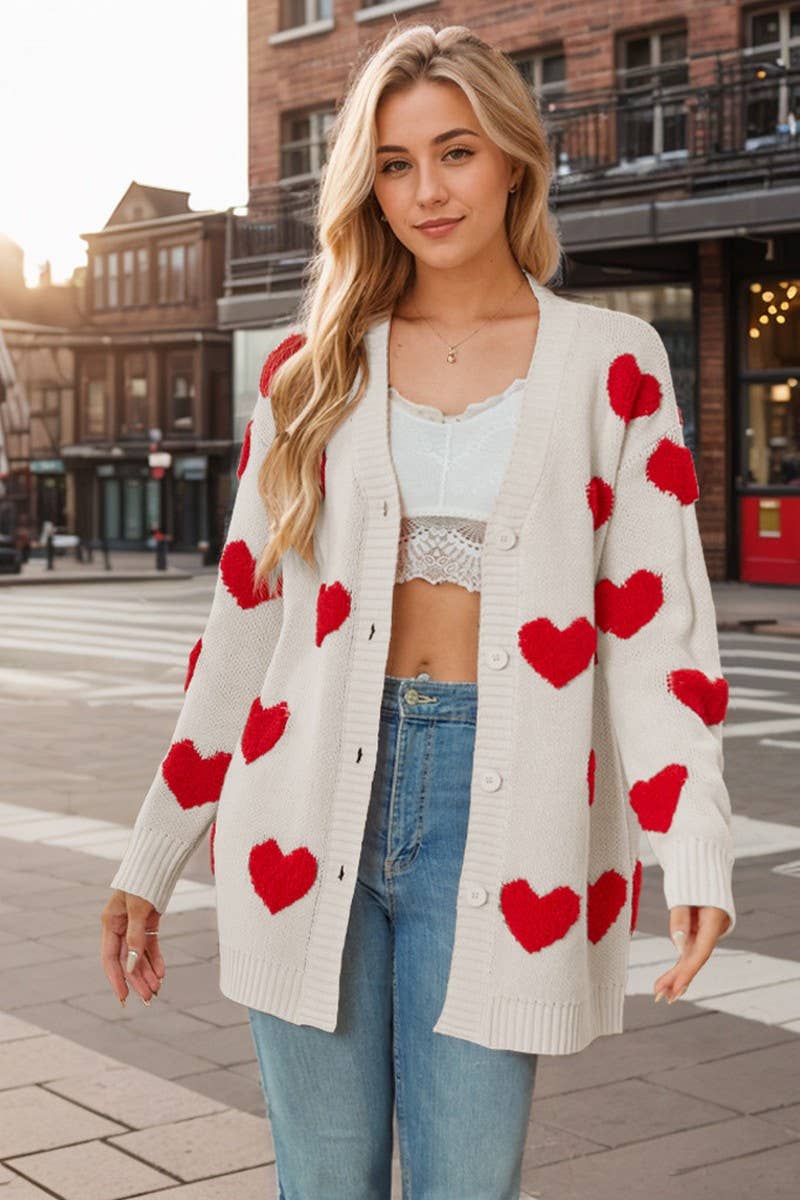 CWOCAL0896_VALENTINE'S DAY HEART BUTTON MIDI KNIT CARDIGAN