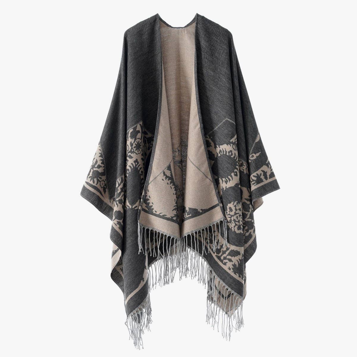 ALL-MATCH WARM TASSEL CAPE TRAVEL SHAWL_CWMM2096