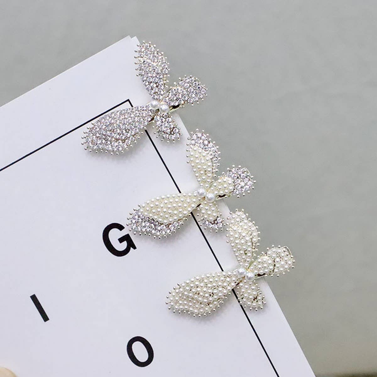 PEARL RHINESTONE BANGS CLIP BUTTERFLY HAIRPIN_CWAHA4747