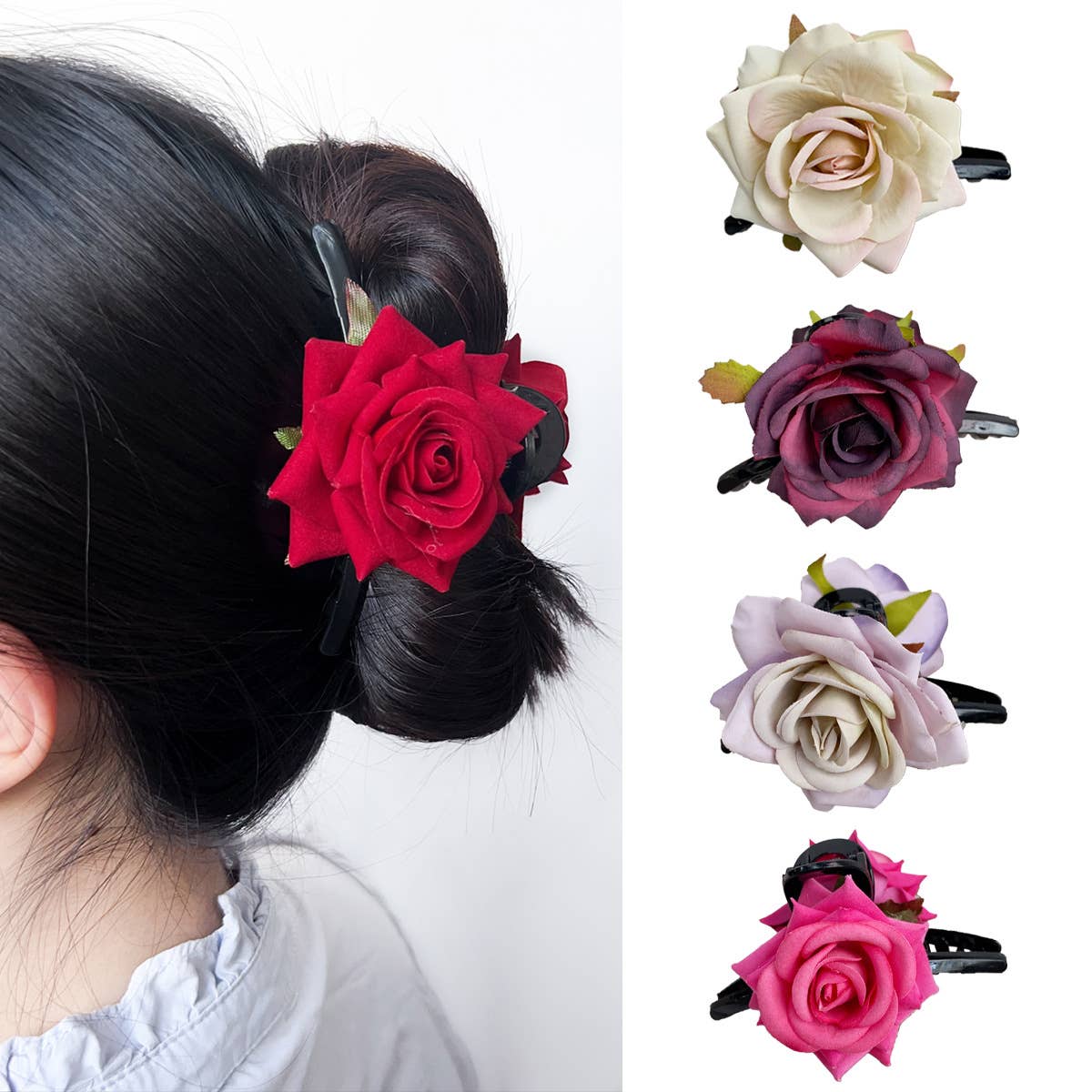 Fashionable simulation private chat rose hairpin