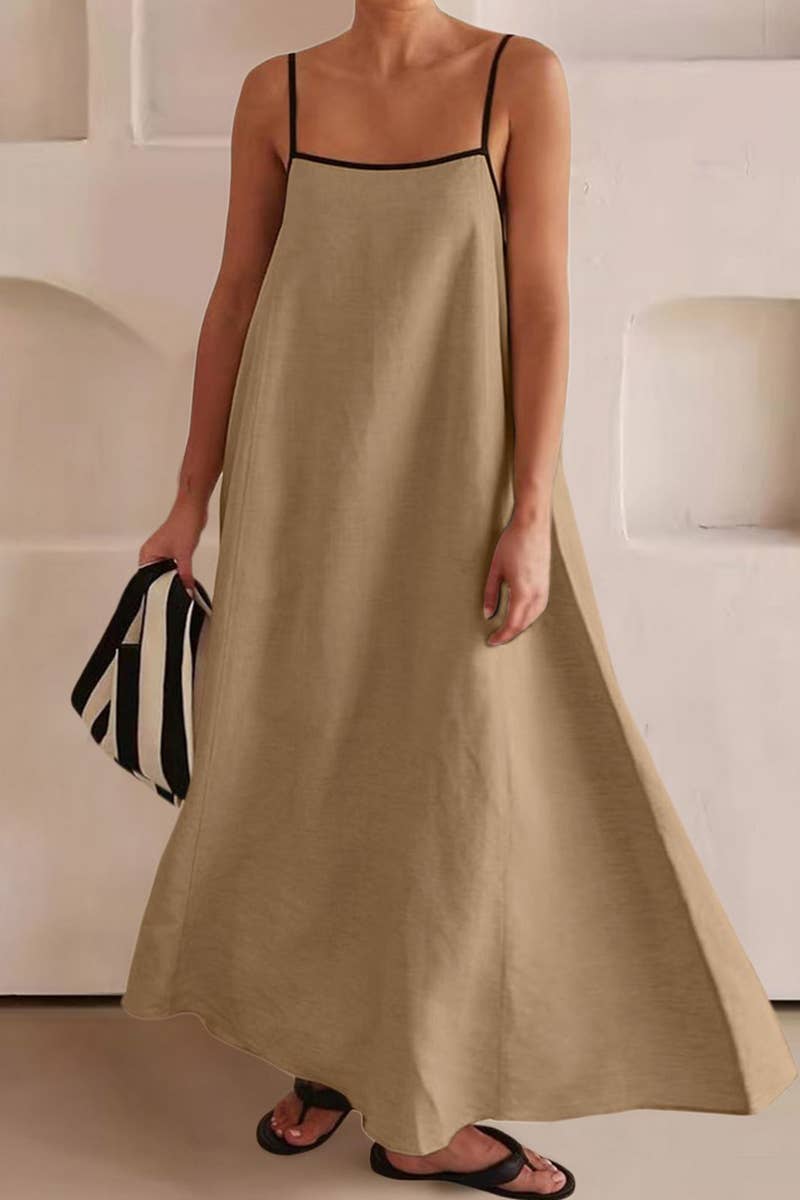 CWDMD5469_FASHIONABLE CONTRAST COLOR SLING DRESS