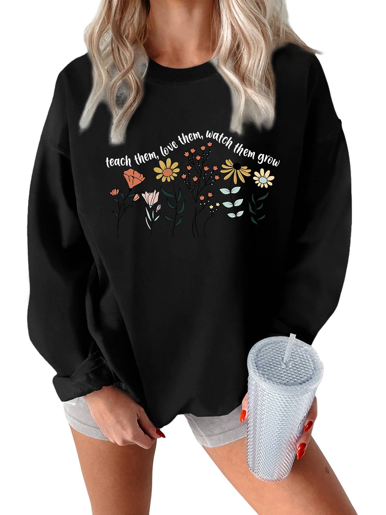Teach them love printed thickened warm hoodie