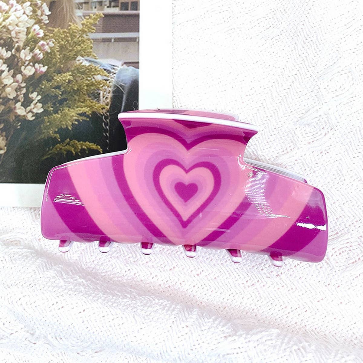 Cute heart shaped acrylic hairpin 8.7cm hairpin_CWAHA0670