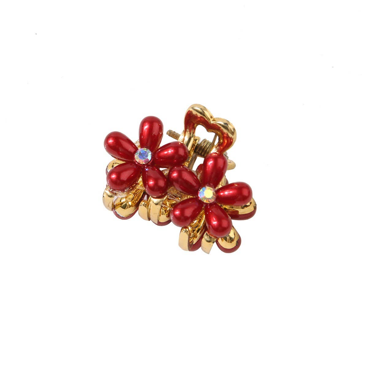 CWAHA07458_PEARL RHINESTONE FLOWER CLAW CLIP FOR BANGS