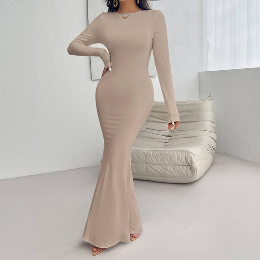 SEXY SLIM-FIT CREW NECK LONG SLEEVE DRESS