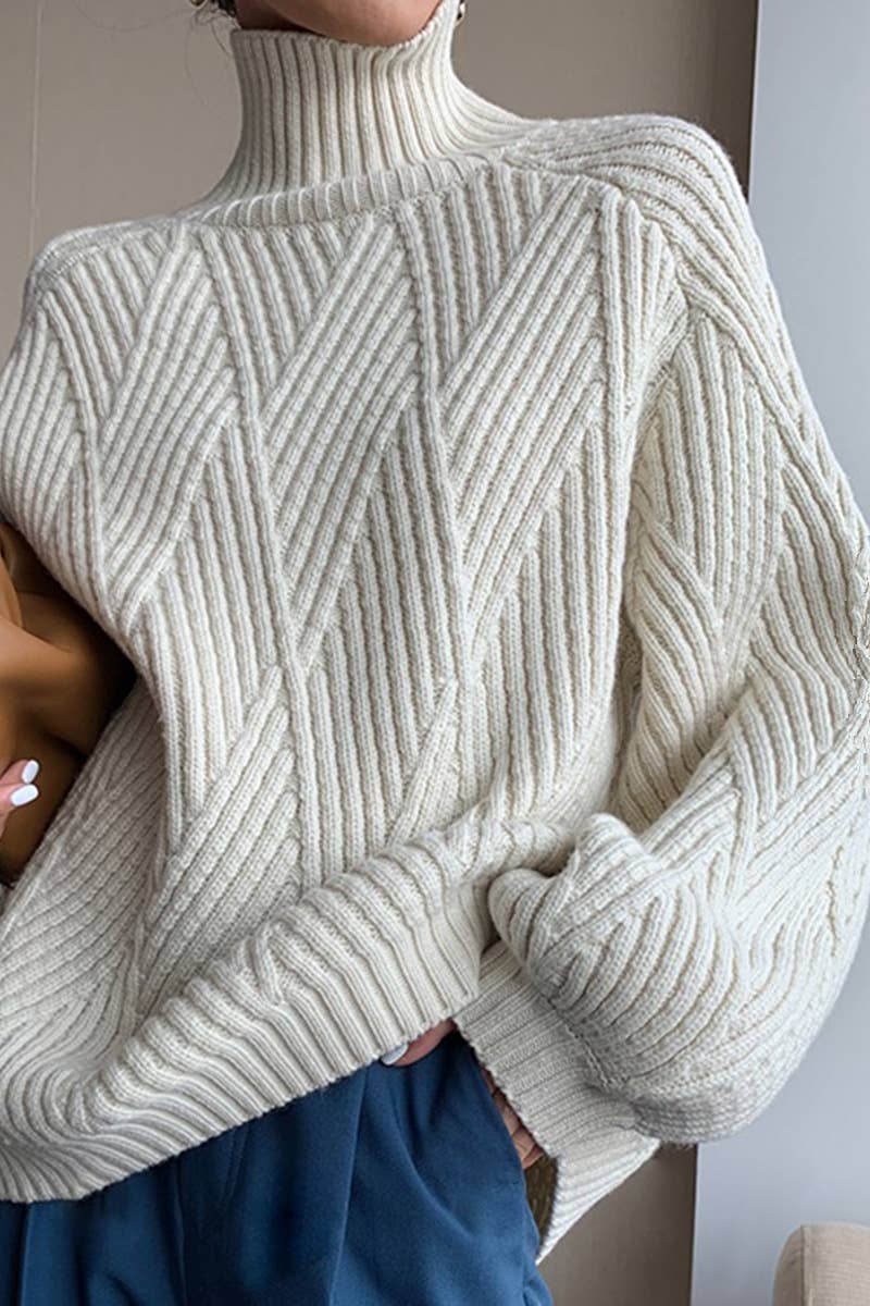 CWOSWL1145_Turtle Neck Long Sleeve Pullover Sweater