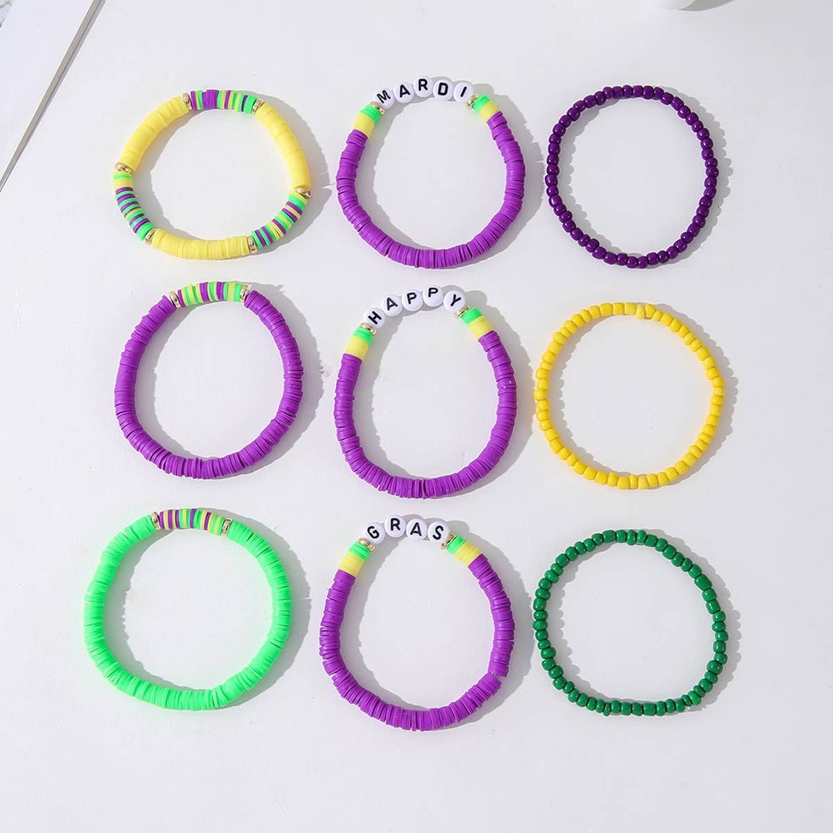 MULTI-LAYERED POLYMER CLAY LETTER BRACELET SET