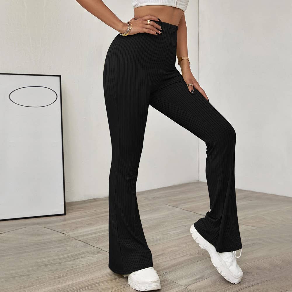 HIGH-WAISTED BELTLESS MICRO-CUT KNIT PANTS