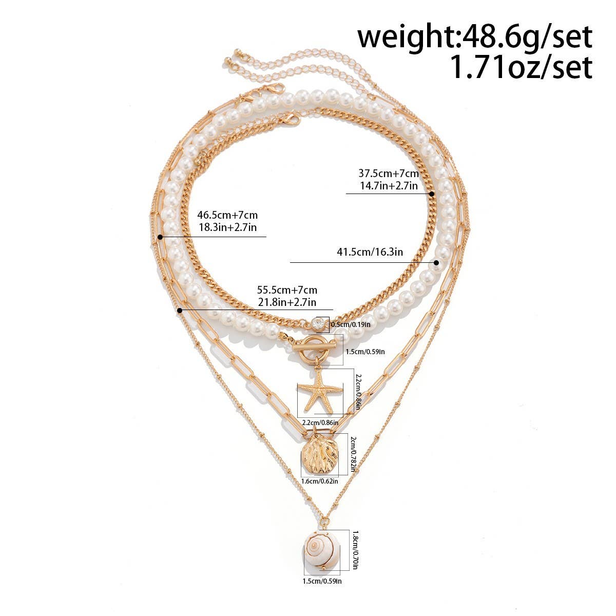 OCEAN STYLE CONCH SHELL MULTILAYER NECKLACE_CWAJE1803