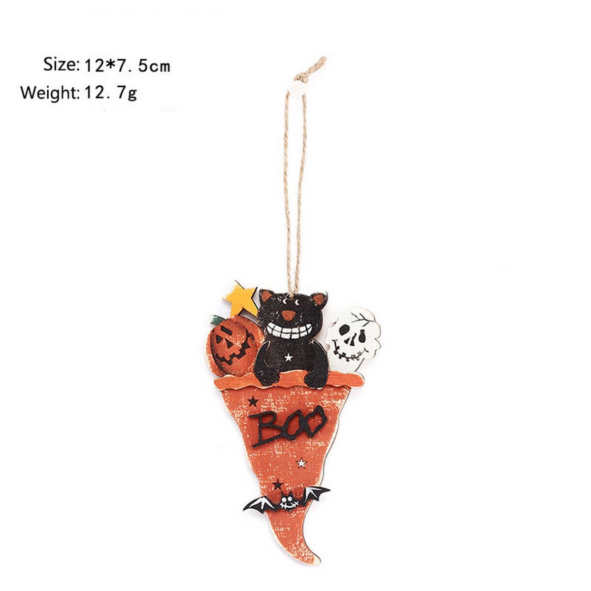 Ins-Style Painted Pumpkin & Bat Wood Hanging_CWAJE05361