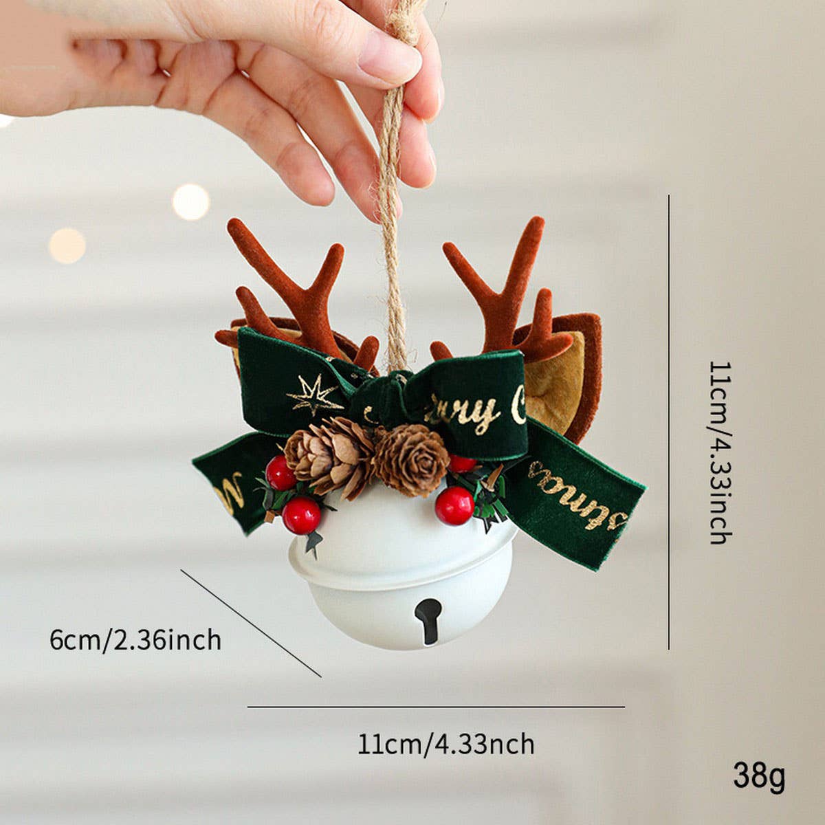 Mixed Christmas Bells Antlers Bows Pinecone Decor